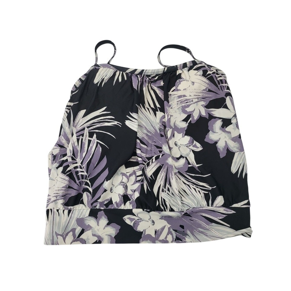 Kona‎ Sol Swim Top Small Womens Black Purple White Padded Pullover Swmwear